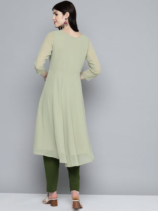 Embroidered yok flaired gorgette kurta from Jompers