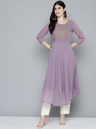 Embroidered yok flaired gorgette kurta from Jompers