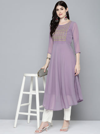 Embroidered yok flaired gorgette kurta from Jompers