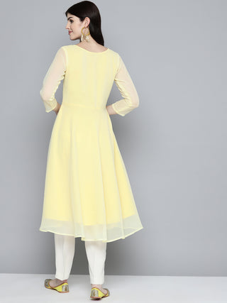 Embroidered yok flaired gorgette kurta from Jompers