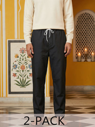 Men Pack of 2 Solid Cotton Pyjamas