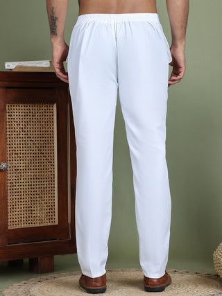 Men White Solid Pant Look Pyjama