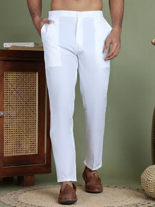 Men White Solid Pant Look Pyjama