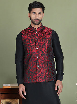 Woven Design Nehru Jacket For Men