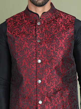 Woven Design Nehru Jacket For Men