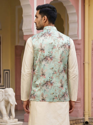Men's Silk Blend Printed Nehru Jacket
