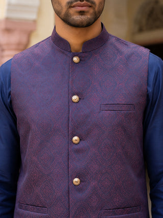 Silk Blend Ethnic Woven Nehru Jacket
