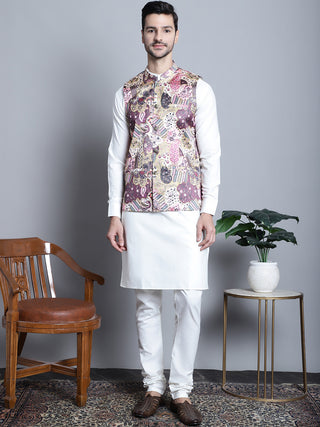 Men's Printed With Zari Work Nehru Jacket