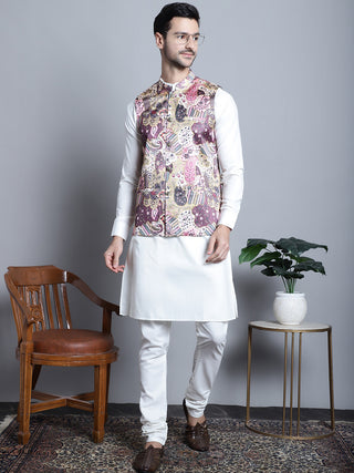 Men's Printed With Zari Work Nehru Jacket