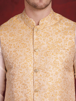 Golden Woven Design Nehru Jacket