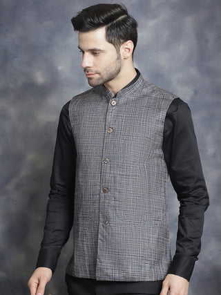 Men's Woven Design Nehru Jacket