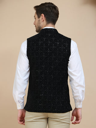 Men's Sequins Velvet Nehru Jacket
