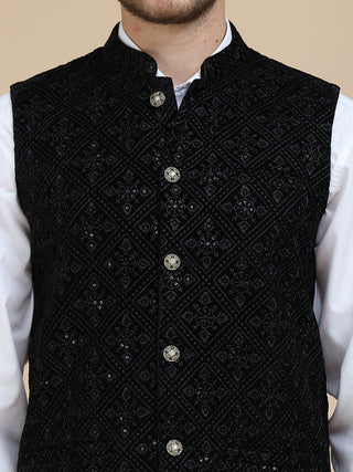 Men's Sequins Velvet Nehru Jacket
