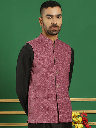 Men's Sequins Velvet Nehru Jacket