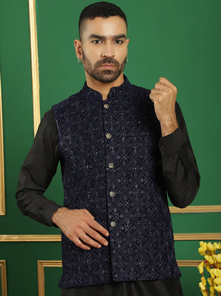 Men's Sequins Velvet Nehru Jacket