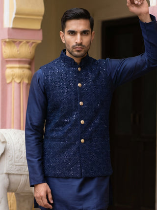Men's Sequins Velvet Nehru Jacket