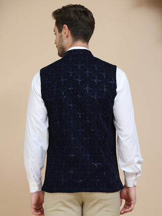 Men's Sequins Velvet Nehru Jacket