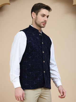 Men's Sequins Velvet Nehru Jacket