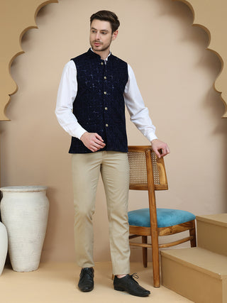 Men's Sequins Velvet Nehru Jacket