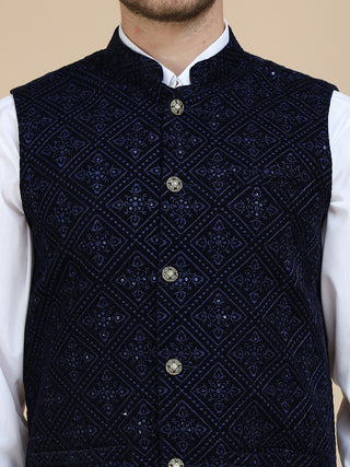 Men's Sequins Velvet Nehru Jacket