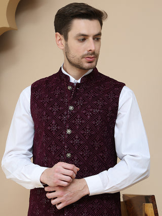 Men's Sequins Velvet Nehru Jacket