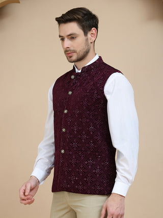 Men's Sequins Velvet Nehru Jacket