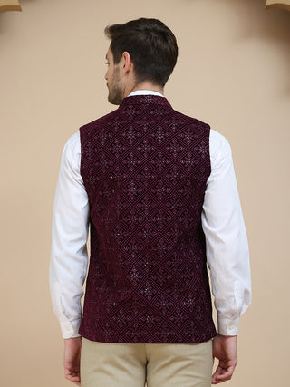 Men's Sequins Velvet Nehru Jacket