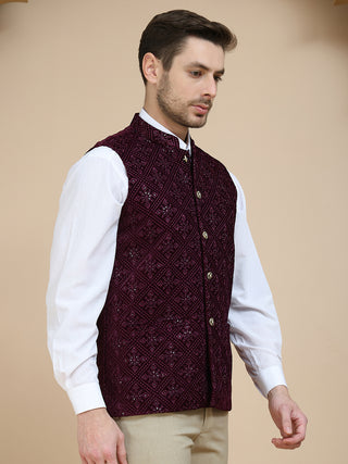 Men's Sequins Velvet Nehru Jacket