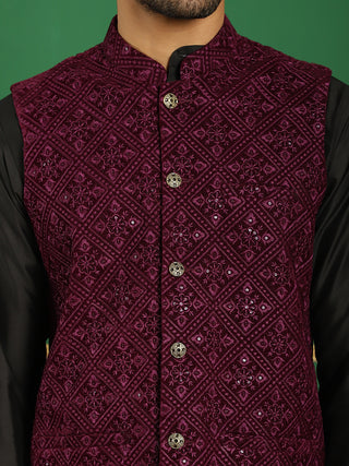 Men's Sequins Velvet Nehru Jacket