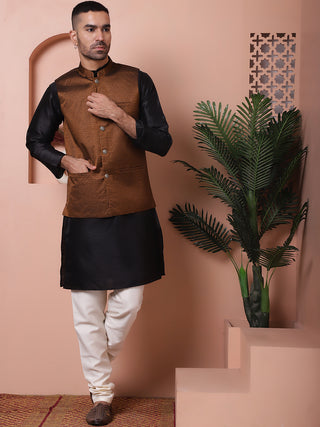 Woven Design Nehru Jacket for Men