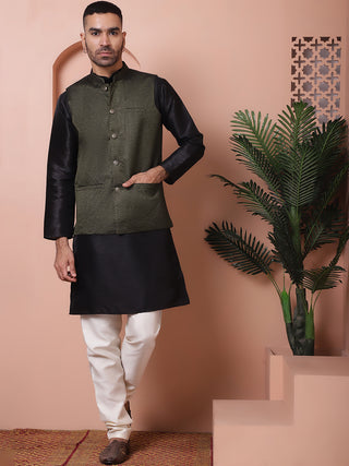 Woven Design Nehru Jacket for Men