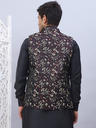 Embossed Silk Blend Nehru Jacket