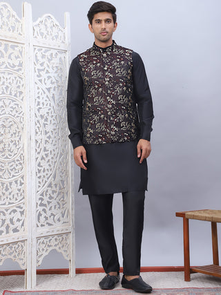 Embossed Silk Blend Nehru Jacket