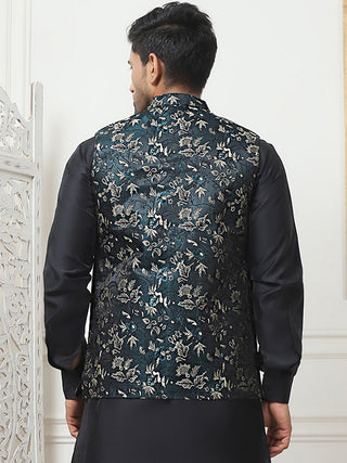 Embossed Silk Blend Nehru Jacket