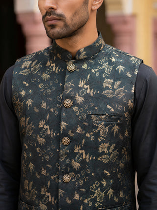Embossed Silk Blend Nehru Jacket