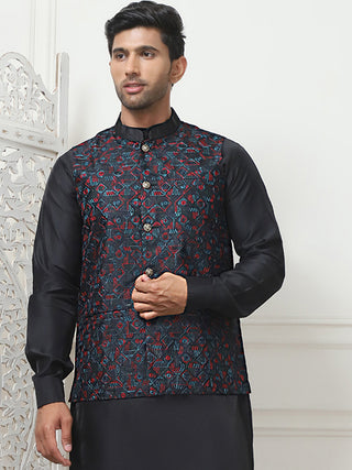 Embroidered Silk Blend Nehru Jacket