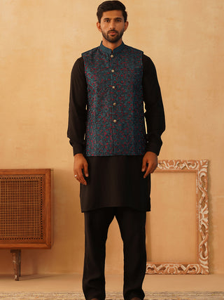 Embroidered Silk Blend Nehru Jacket