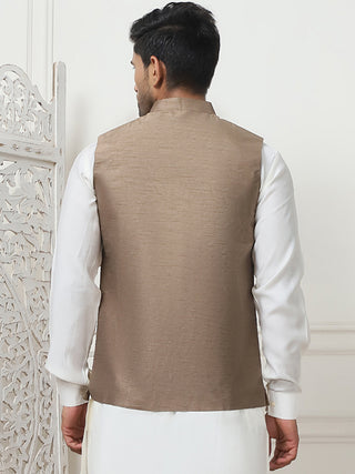 Embroidered With Sequin Silk Blend Nehru Jacket