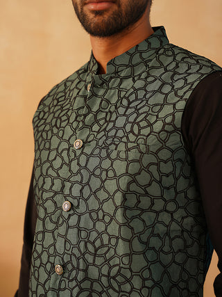 Embroidered Silk Blend Nehru Jacket