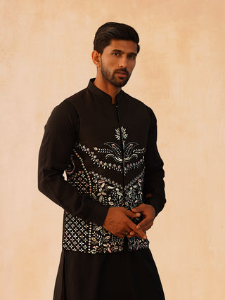 Embroidered Silk Blend Nehru Jacket