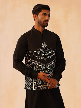 Embroidered Silk Blend Nehru Jacket