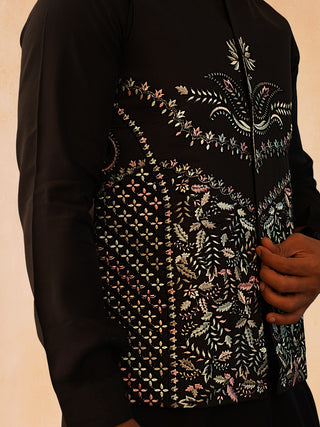 Embroidered Silk Blend Nehru Jacket
