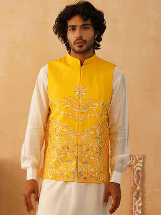 Embroidered Silk Blend Nehru Jacket