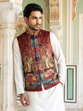 Printed Velvet Nehru Jacket