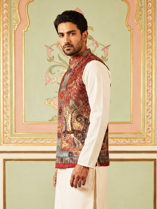 Printed Velvet Nehru Jacket