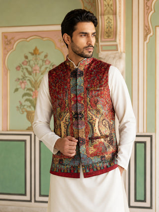 Printed Velvet Nehru Jacket