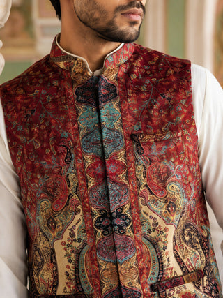 Printed Velvet Nehru Jacket