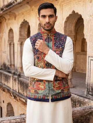 Printed Velvet Nehru Jacket