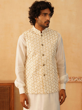 Embroidered Silk Blend Nehru Jacket