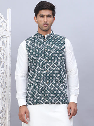 Embroidered Viscose Rayon Nehru Jacket